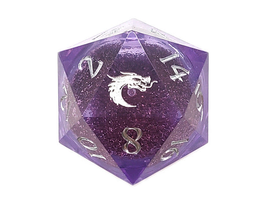 Old School Dice Liquid Infused D20 Amethyst Fury