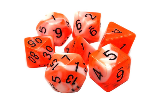 Old School Dice: Vorpal - Orange & White With Black 7 Piece Set
