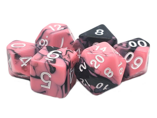 Old School Dice: Vorpal - Pink & Black 7 Piece Set