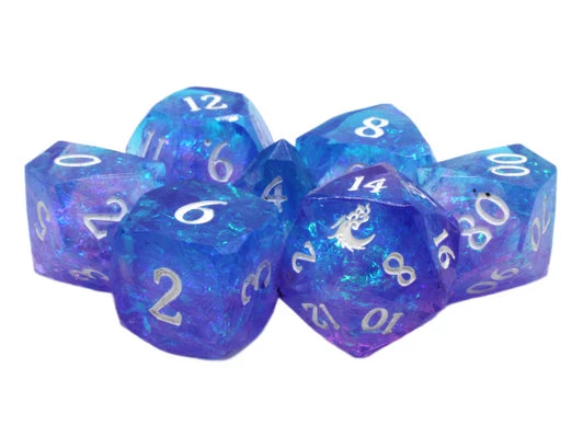 Old School Dice: Sharp Edged 7-Piece Dice Set - Diamond Cut - Sleepless Night