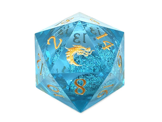 Old School Dice Liquid Infused D20 Azure Fury