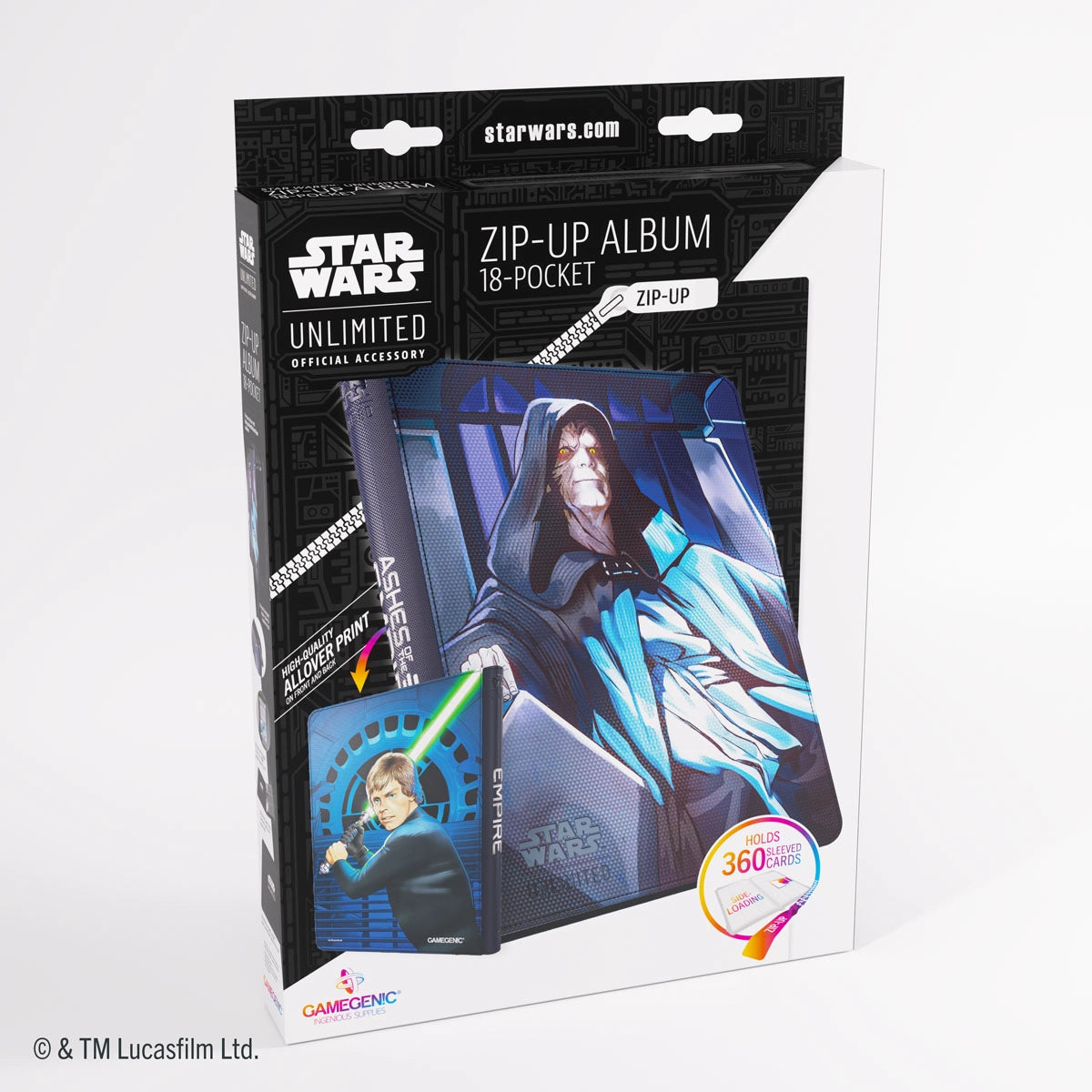 Game Genic: Star Wars Unlimited 19 pkt Zip-up Album - Jedi Luke Skywalker & Emperor Palpatine
