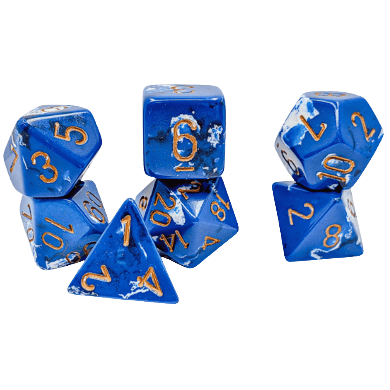 Chessex: Polyhedral 7 Die Set - Brush Wavebreak/Gold