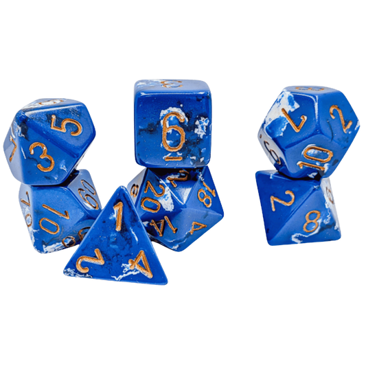 Chessex: Polyhedral 7 Die Set - Brush Wavebreak/Gold