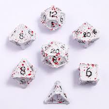 Hymgho: Bone Collector 7 Die Set - White With Blood Splatters