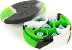 Metallic Dice Silicone Round Dice Case Green-Black-White