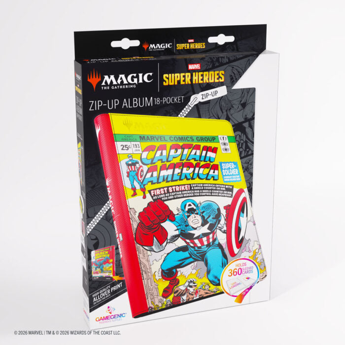 Game Genic: MTG Marvel Super Heroes 18 Pocket Zip Up Album - Captain America/Black Panther