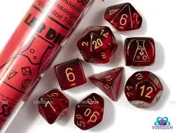 Translucent Crimson/gold 7-die Set W/ Bonus Die