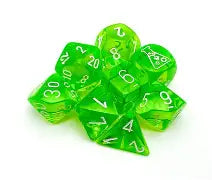 Translucent Rad Grn/wht 7-die Set W/ Bonus Die